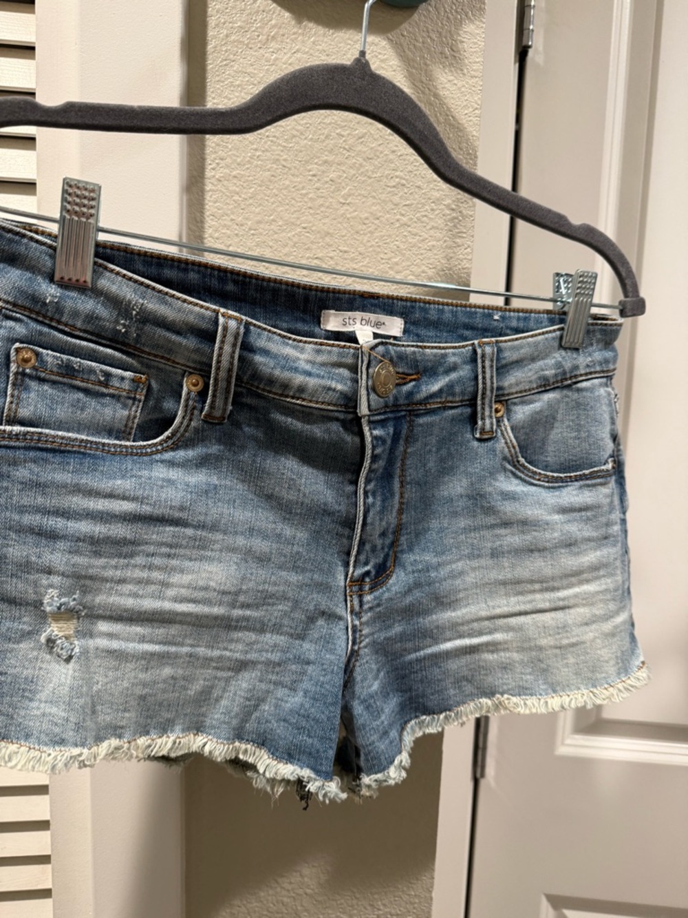 STS Blue Light Wash Frayed Hem Denim Shorts